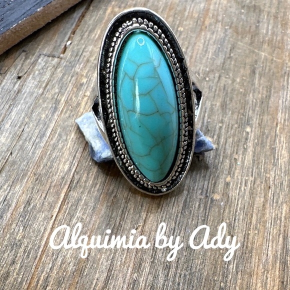 Turquoise western style silver ring - Picture 1 of 1